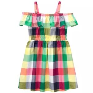 Kids Janie and Jack Plaid Off-The-Shoulder Dress Size 5